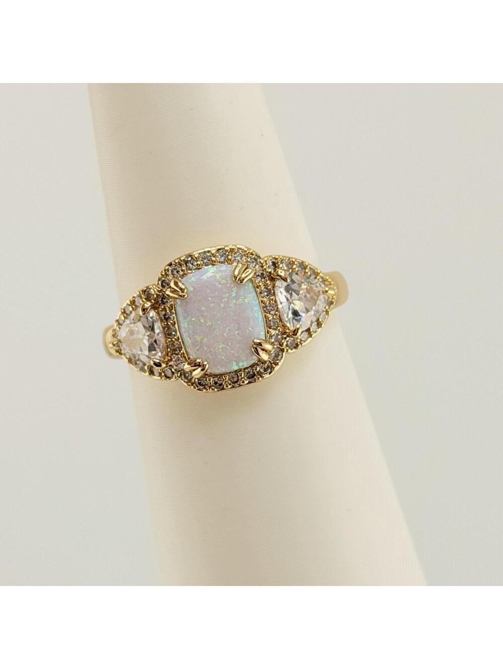 Bomb Party October Ring Sz 7 "Worn, Wild, & Wise" Opal on Yellow Gold RG89156